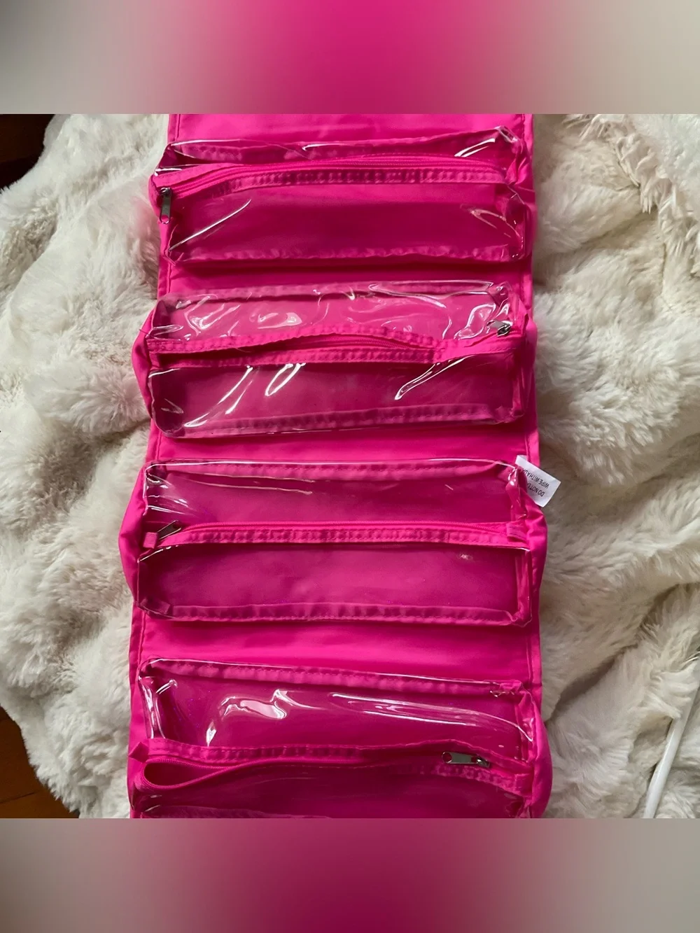 NWOT Joy Mangano Better Beauty Case, hot pink, roll-up travel toiletry organizer